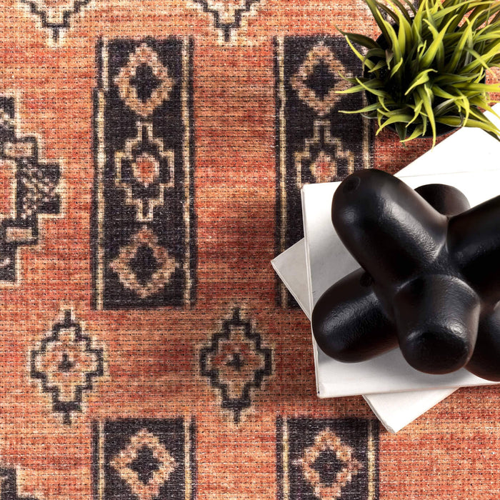 Quincy Cotton-Blend Traditional Area Rug: Rust / Runner / 2' x 8'