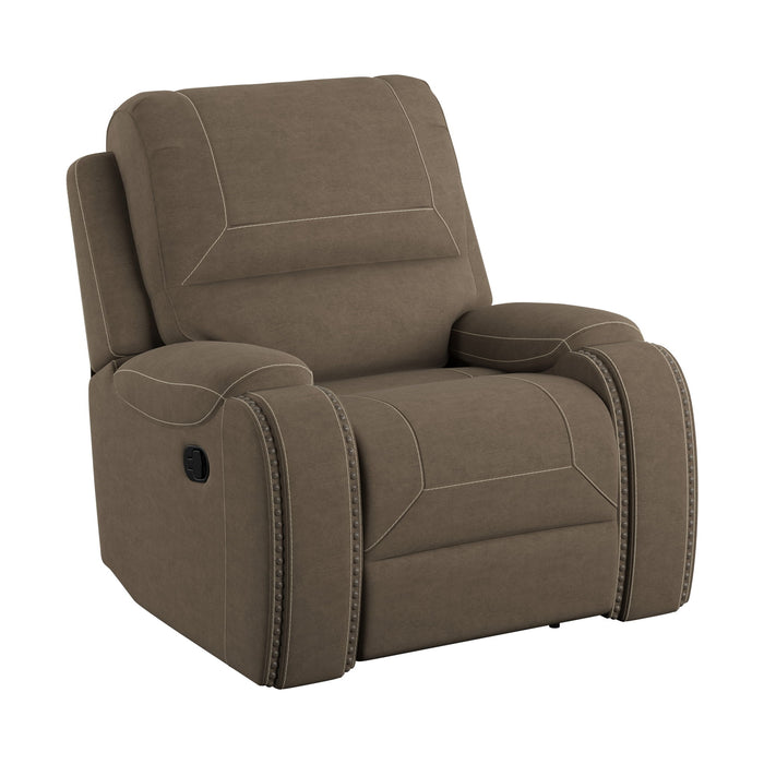 Adrian - Swivel Gliding Recliner With Nail Head Trim - Walnut Brown
