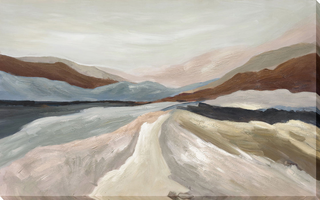Where Valleys Meet - 84 X 52 - Hand-Embellished Wrapped Canvas - Ivory
