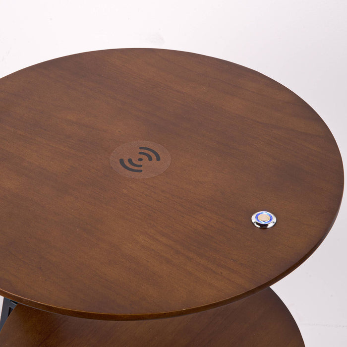 Smart 3-Tier Nightstand with Integrated LED Light: Walnut