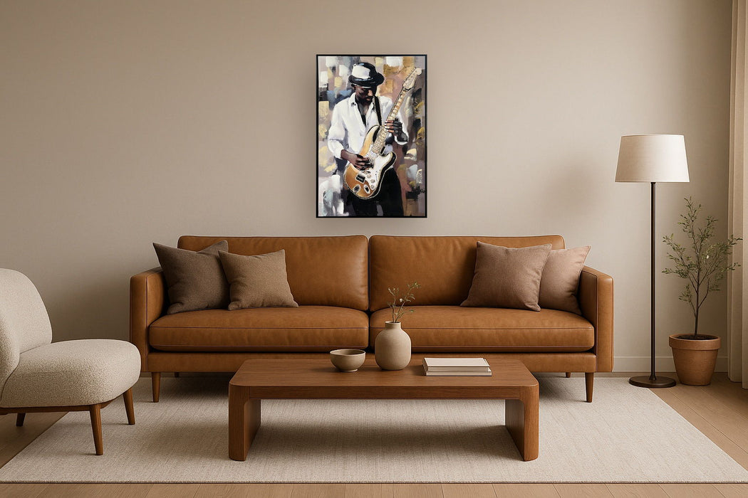 Midnight Riff I Hand-Embellished Canvas In Frame - White / Gold