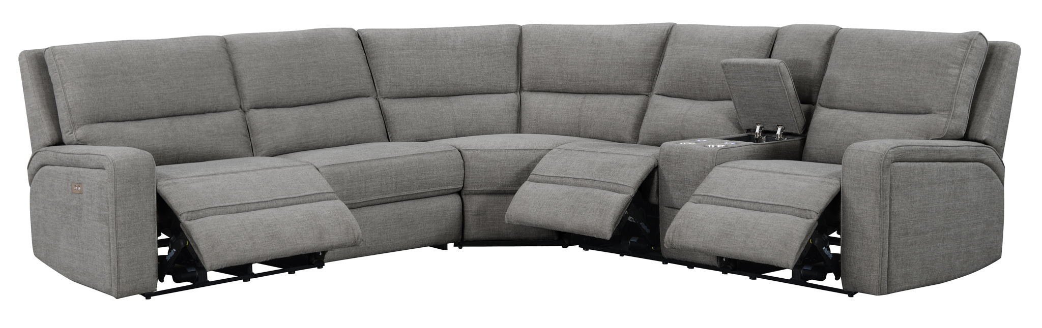 Medford - Power 3-Seat Reclining Sectional With Reclining Seats - Charcoal Ash
