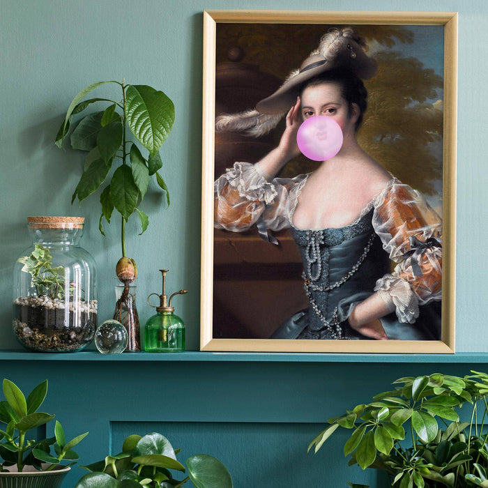 Bubblegum Lady Portrait Print: 27 ½ x 39 ¼ in | 70x100 cm / Matte