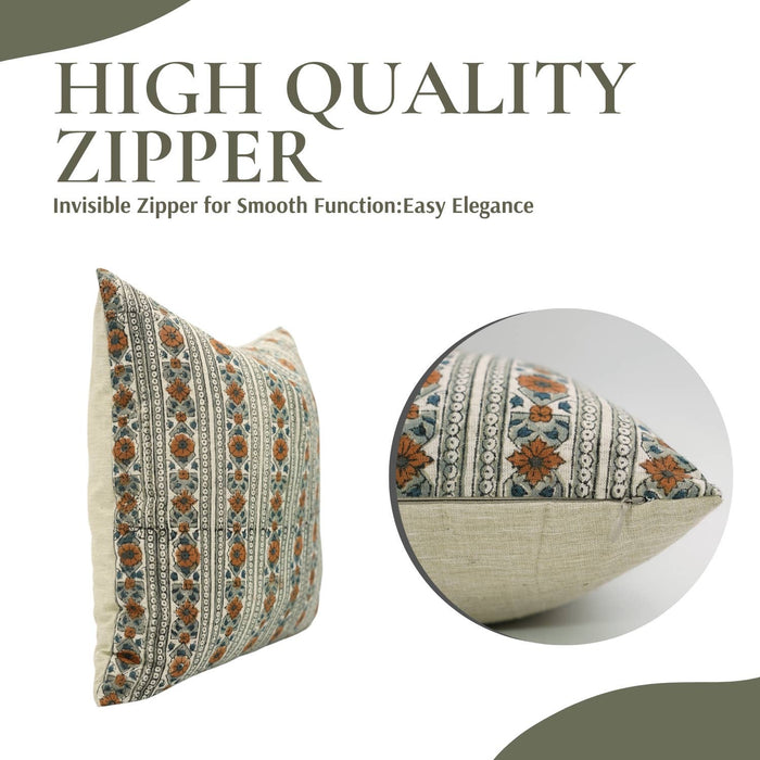 Home Decor Linen Blend Cushion Cover - Rakhi Flower: Linen Blend / One Side / 18X18