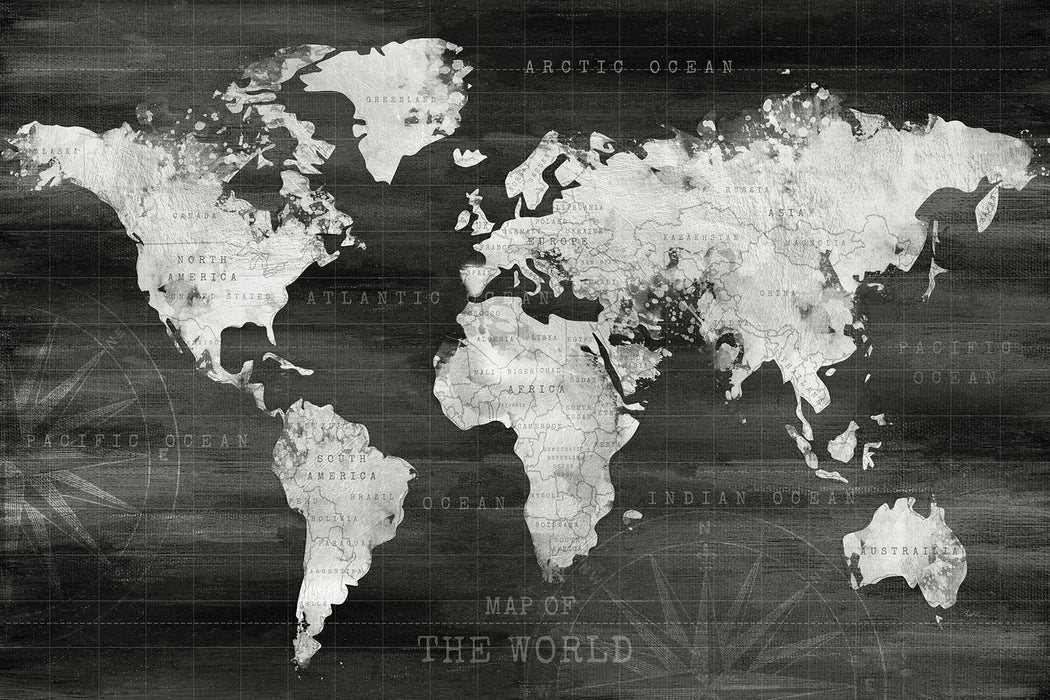 Small - Industrial World Map By Natalie Carpentieri - Dark Gray