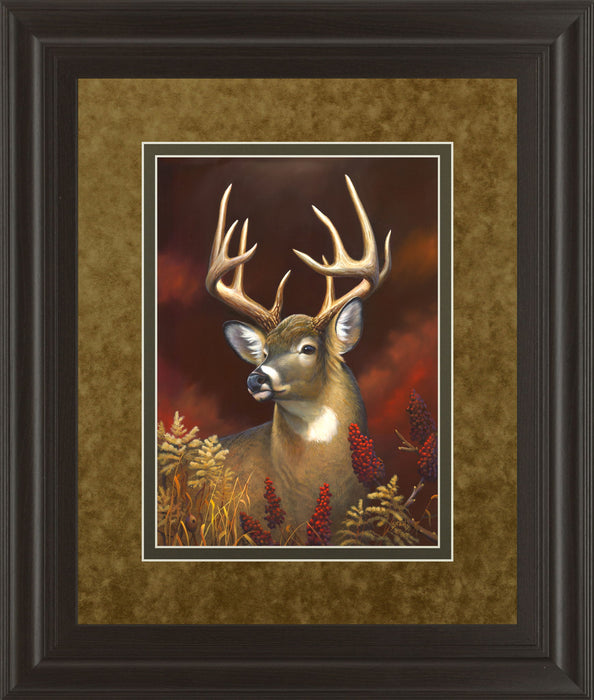 Deer Portrait By Leo Stans Double Matted - Framed Print Wall Art - Light Brown