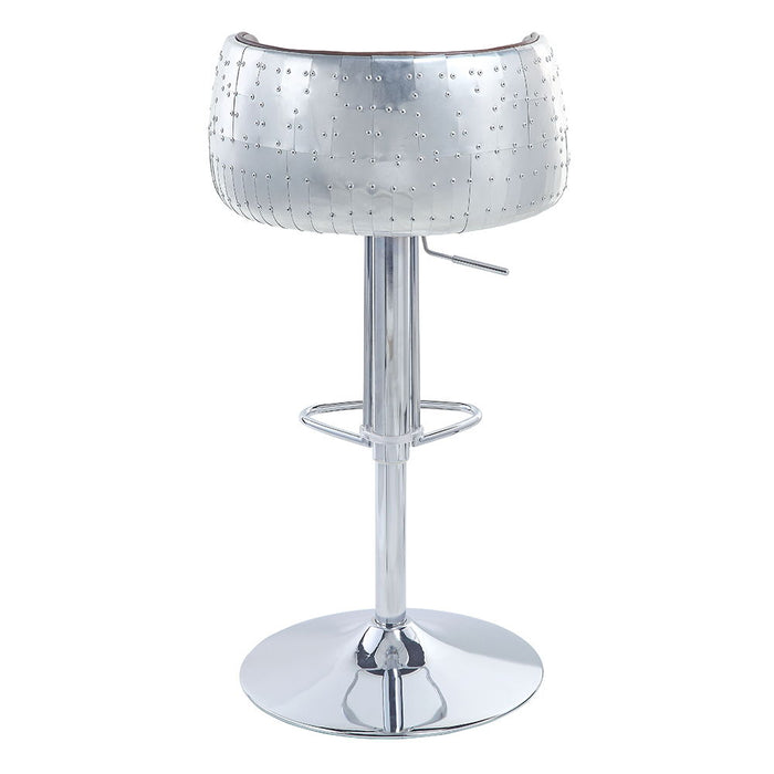 Brancaster - 41" Adjustable Stool With Swivel - Vintage Brown Top Grain Leather & Aluminum