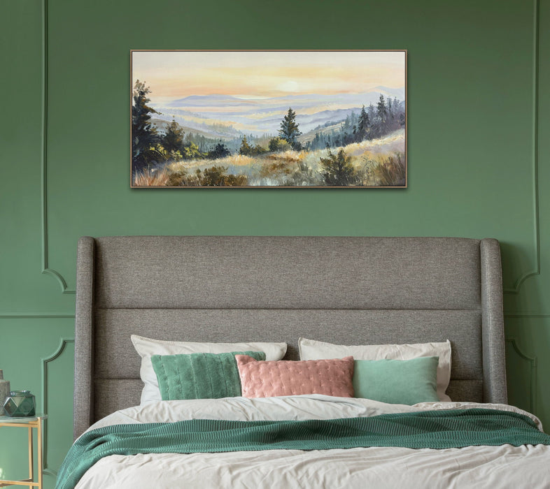 Morning Meadow Hand-Embellished Canvas In Frame - Beige / Gray