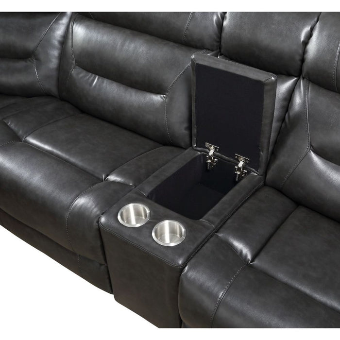 Imogen - Power Motion Sectional Sofa With USB - Gray Leather-Aire