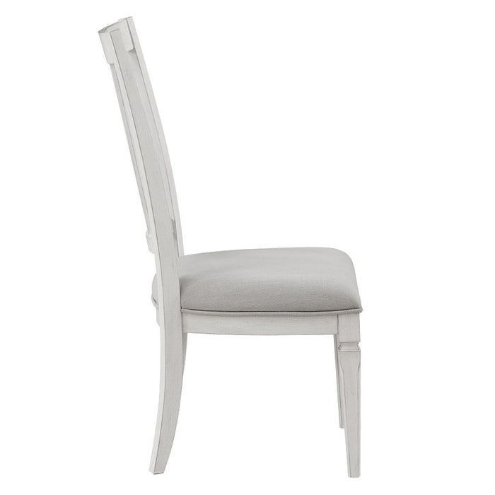Katia - Side Chair Set of 2) - Light Gray Linen & Weathered White