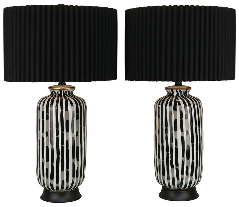 Ink Cadence - 30 X 17 - Ceramic Table Lamp (Set of 2) - Monochrome Brushstroke