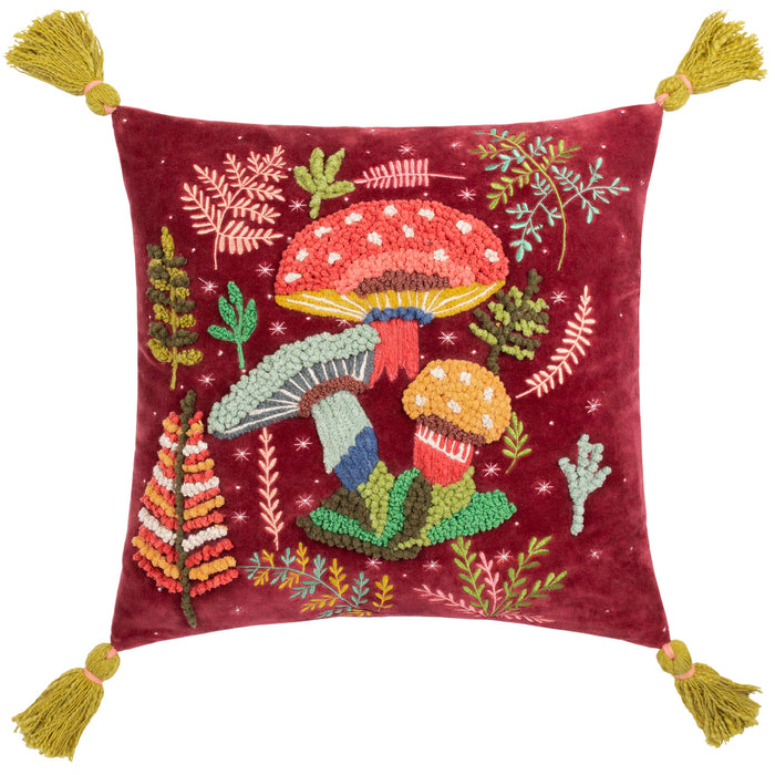 Magic Mushrooms Cushion Ruby Red: Ruby Red / Feather Filled / 45 x 45cm
