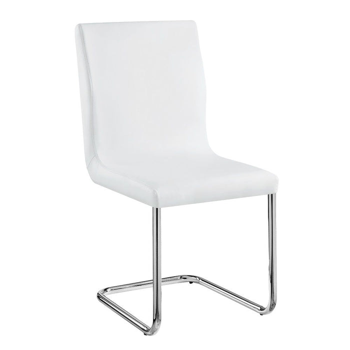 Palton - Side Chair (Set of 2) - White Synthetic Leather & Chrome