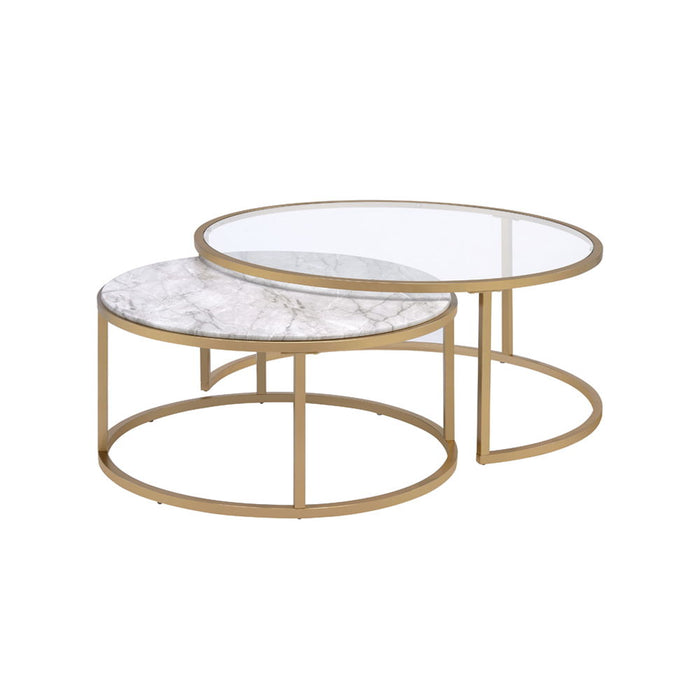 Shanish - Nesting Table Set - Faux Marble Top & Gold