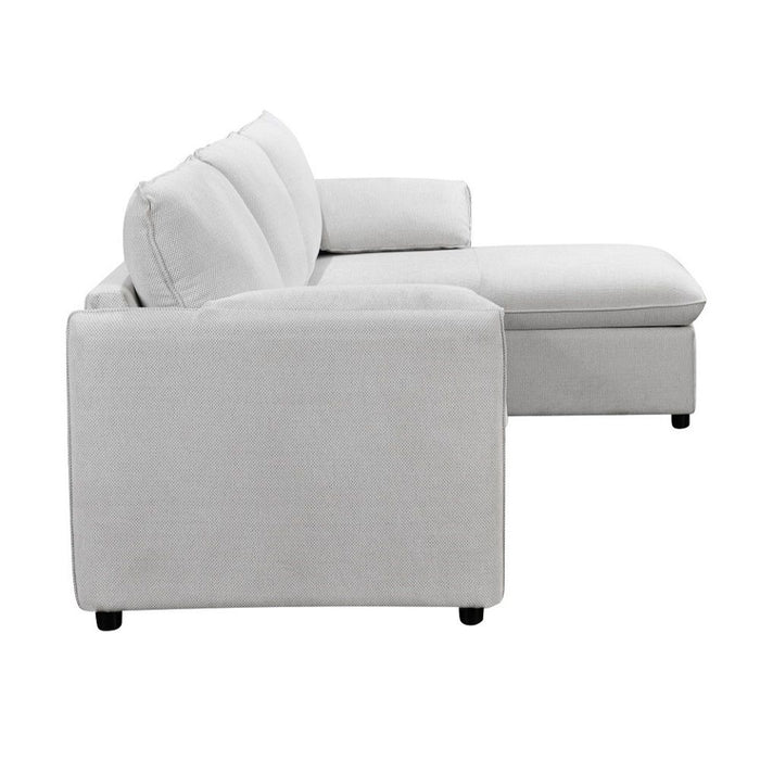 Yaroslav - Reversible Sectional Sofa With Sleeper & Storage - Cream Chenille