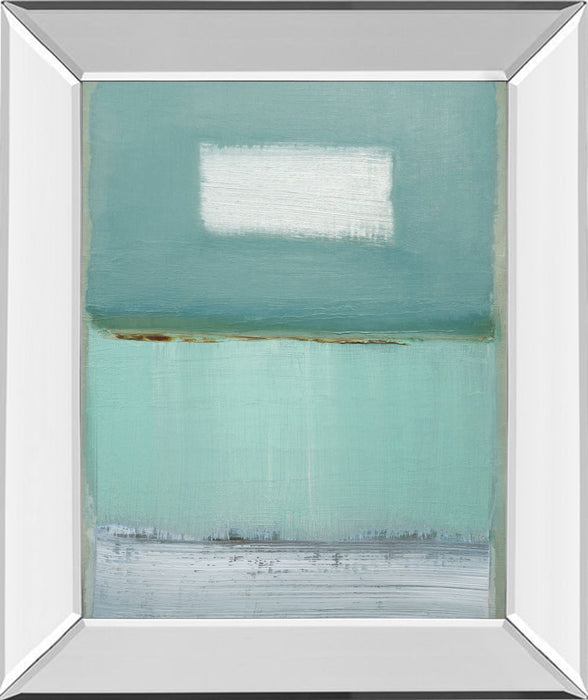 Azure 1 By Caroline - Mirror Framed Print Wall Art - Light Blue