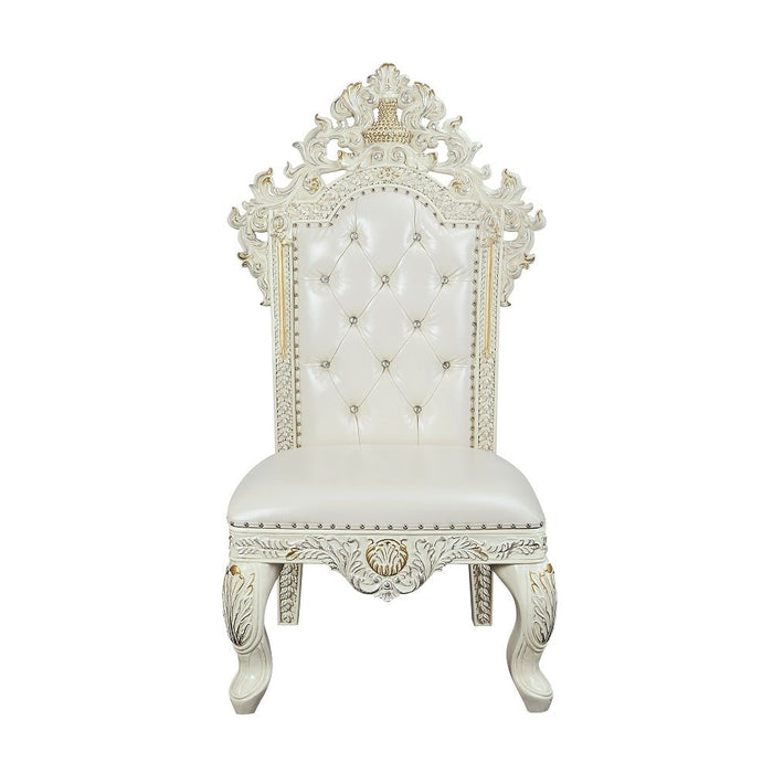 Adara - Side Chair Set of 2) - Pearl White Synthetic Leather & Antique White