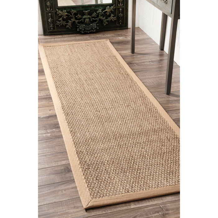 Elijah Seagrass with Border Area Rug: Beige / Round / 6'