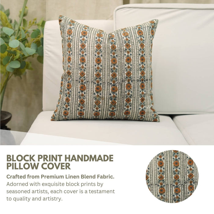 Home Decor Linen Blend Cushion Cover - Rakhi Flower: Linen Blend / One Side / 18X18
