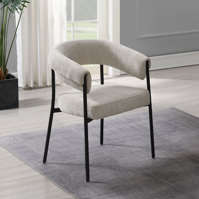 Jirina - Chenille Arm Chair (Set of 2) - Beige & Black