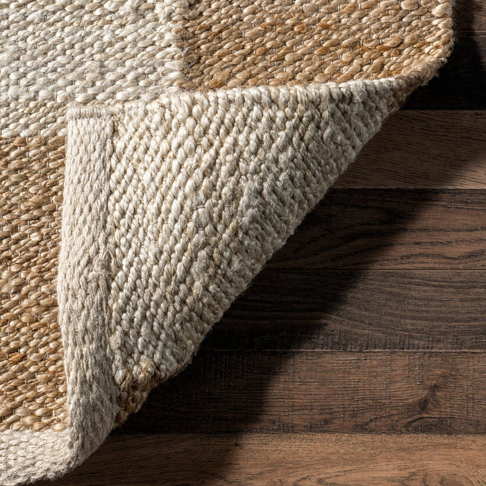 Christana Traditional Checkered Jute Area Rug: Ivory / Rectangle / 6' x 9'