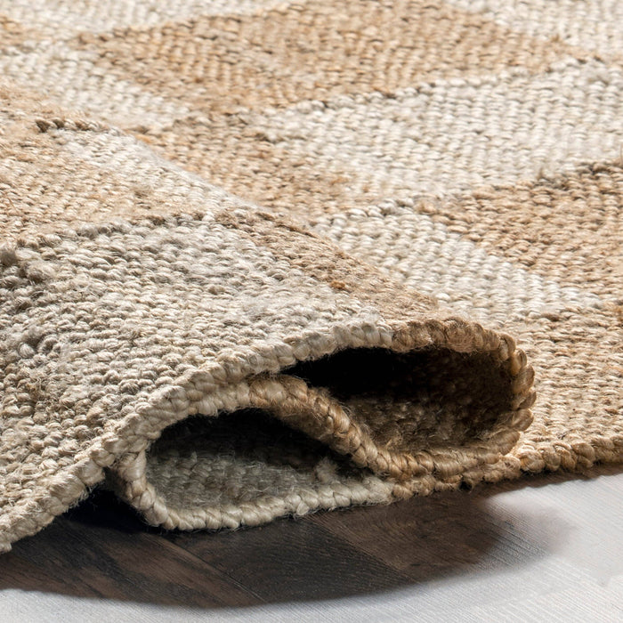 Christana Traditional Checkered Jute Area Rug: Ivory / Rectangle / 6' x 9'