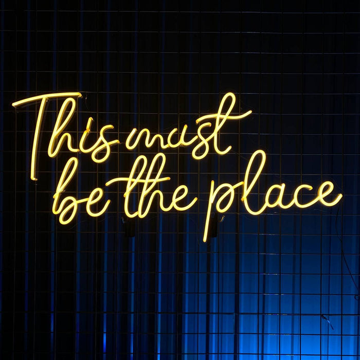 This Must Be The Place Neon Sign, Wall Decor For Store: White / 25"/63cm