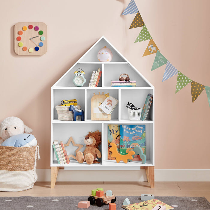 Steiner White Dollhouse Kids Bookshelf with Beech Legs