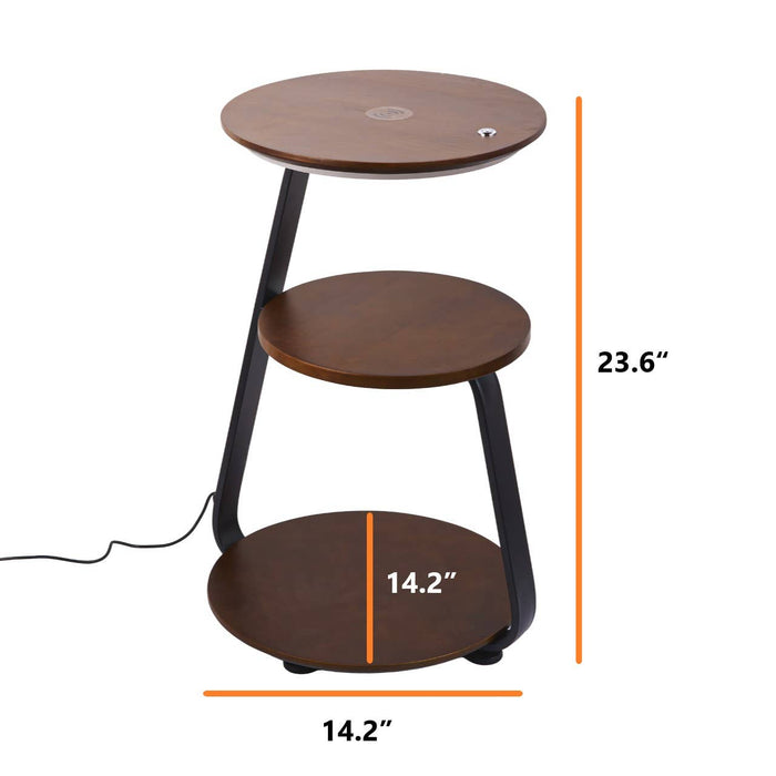 Smart 3-Tier Nightstand with Integrated LED Light: Walnut