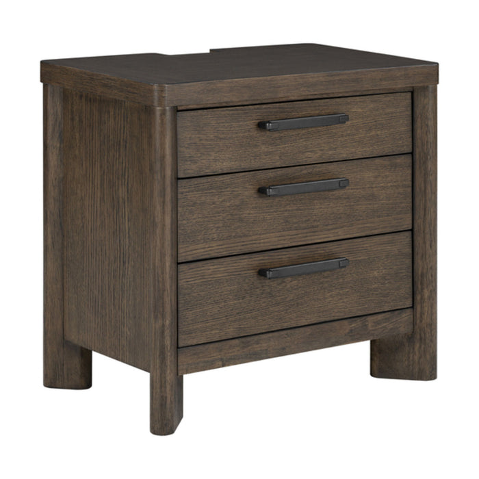 Pacific Grove - Nightstand With Charging With Usb-A, Usb-C And A/C Ports, Felt-Lined Top Drawer, And Cedar-Lined Bottom Drawer - Dark Oak