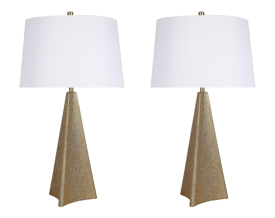 "Golden Apex" Ceramic Table Lamp (Set of 2) - Electroplated Gold
