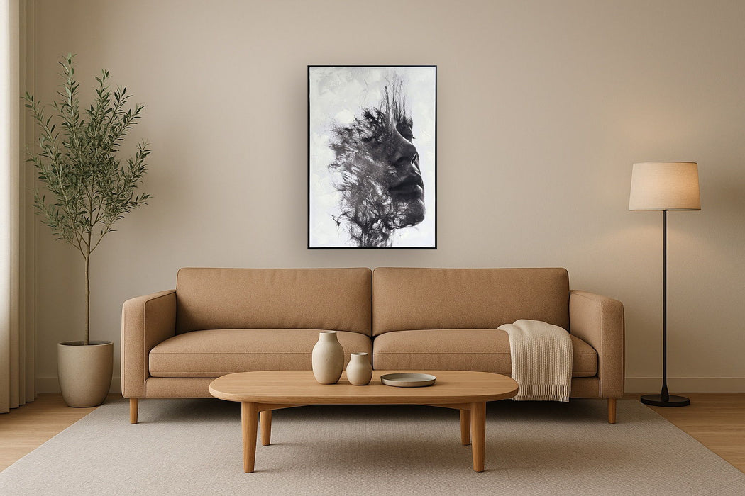 Veiled Reverie Hand-Embellished Canvas In Frame - Black / White