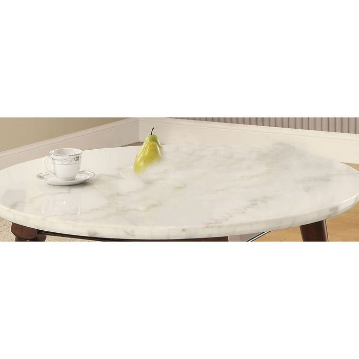 Gasha - Coffee Table - White Marble Top & Walnut