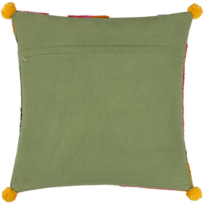 Poppy Cushion Khaki/Pink: Khaki/Pink / Feather Filled / 50 x 50cm