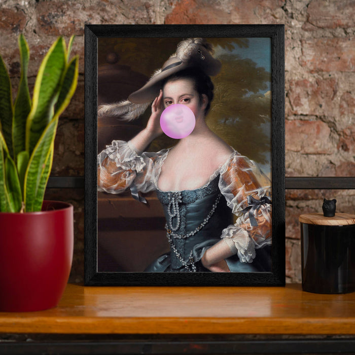 Bubblegum Lady Portrait Print: 27 ½ x 39 ¼ in | 70x100 cm / Matte