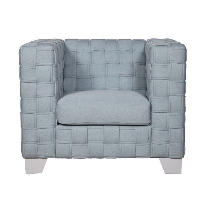 Saree - Chair - Light Teal Chenille & White