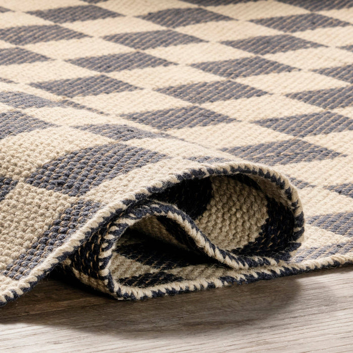 Connie Checkered Wool/Jute Tasseled Area Rug: Gray / Rectangle / 6' x 9'