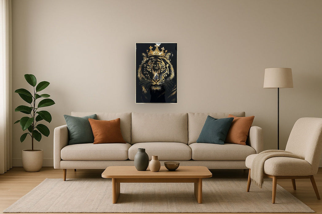 Crowned Noir II Gloss Canvas With Glitter In Frame - Black / Gold