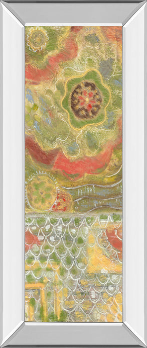 Moroccan Whimsy I By Karen Deans - Mirror Framed Print Wall Art - Green