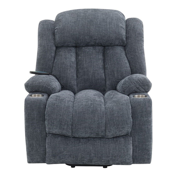 Omarion - Power Recliner With Lift, Heating & Massage - Blue Chenille