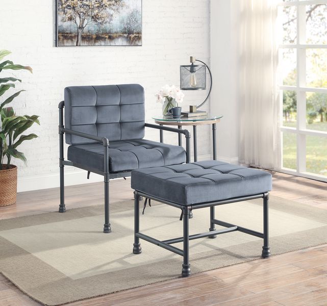 Brantley - Accent Chair - Gray Velvet & Sandy Gray