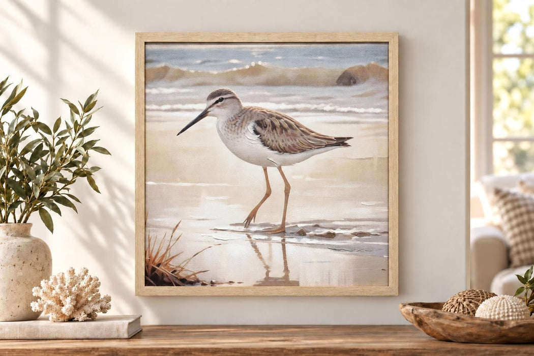 Shallows Reverie II - 20 X 20 - Hand-Embellished Canvas In Frame - Beige
