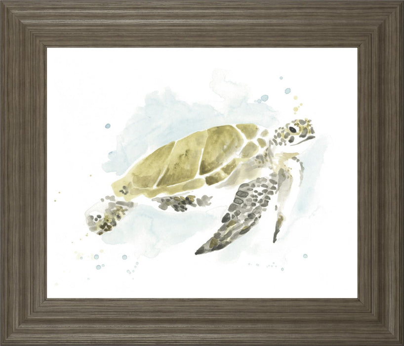 22x26 Watercolor Sea Turtle Study I By June Erica Vess - Beige