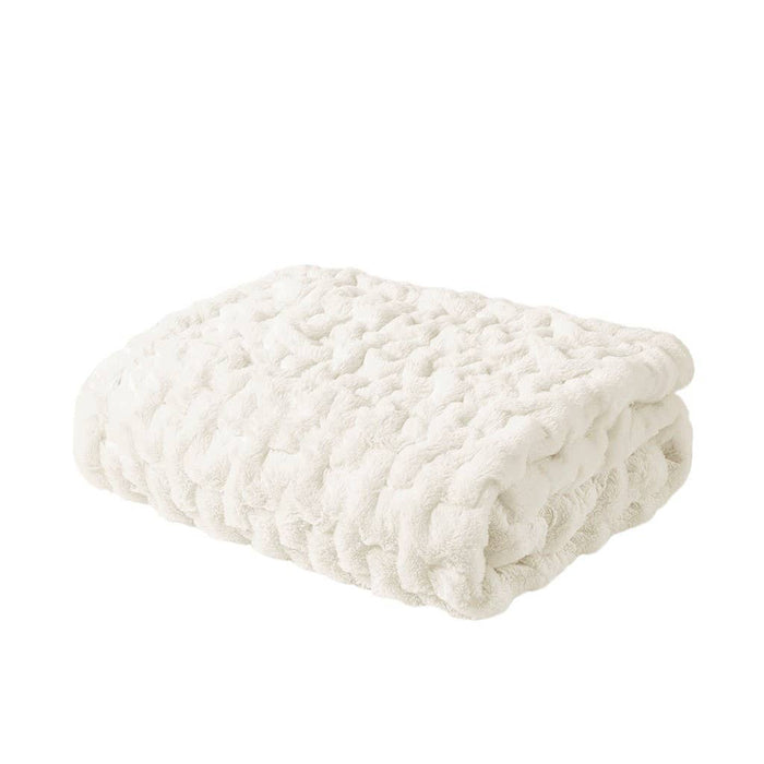 Ruched 50x60" Throw Blanket, Ivory: Throw Blanket