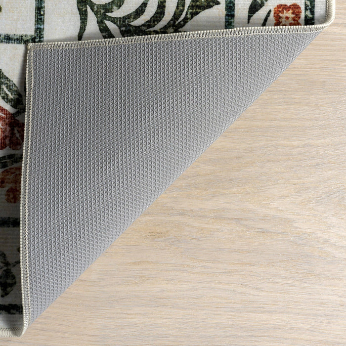 NuLOOM Erina Floral Washable Area Rug: Ivory / Rectangle / 5' x 8'