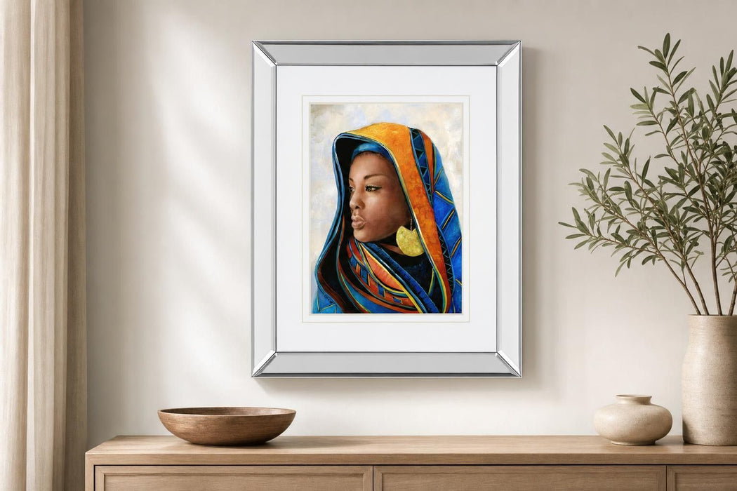 Soulful Beauty II Mirror Framed By Donna Brooks - Blue