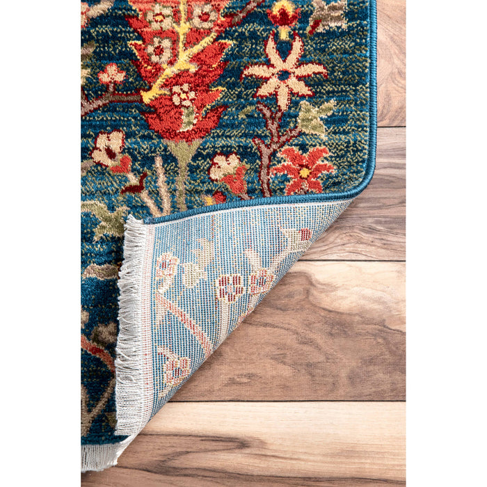 Dasilva Tribal Fringe Area Rug: Blue / Runner / 2' 6" x 8'