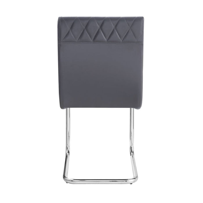 Ansonia - Side Chair Set of 2) - Gray Synthetic Leather & Chrome