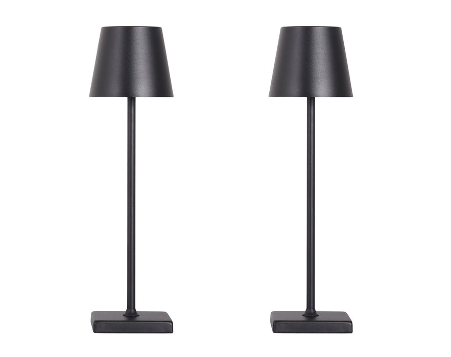 "Eclipse Aura I" Rechargeable LED Metal Accent Lamp (Set of 2) - Black