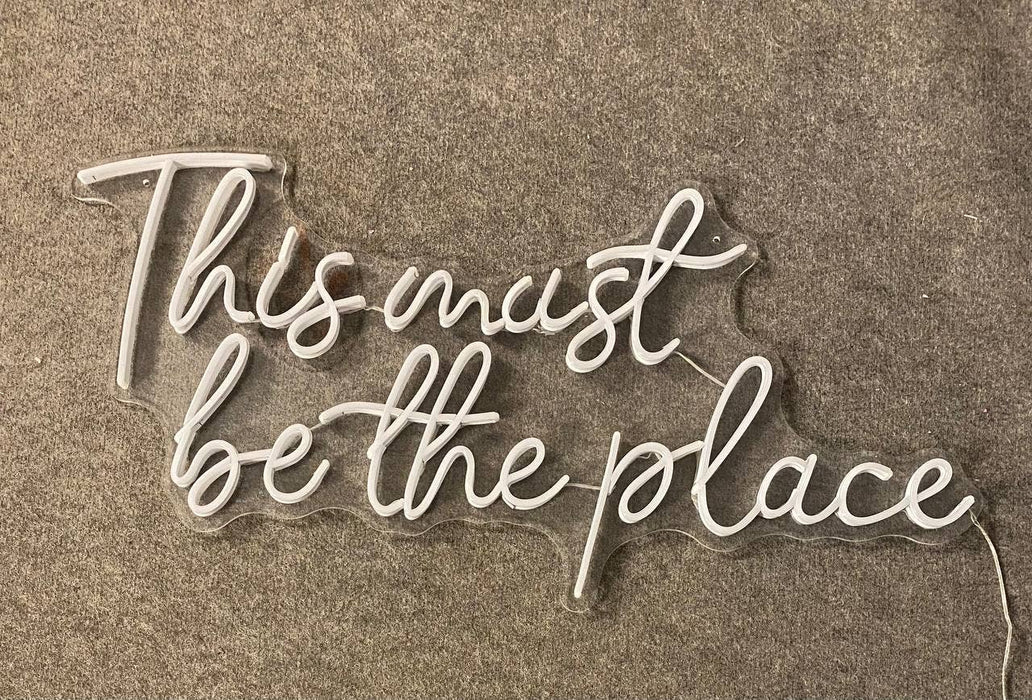 This Must Be The Place Neon Sign, Wall Decor For Store: White / 25"/63cm